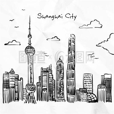 上海手绘城市剪影